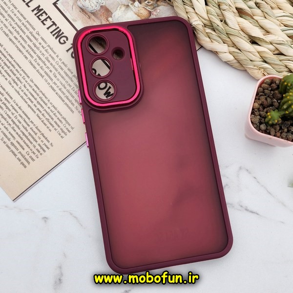 قاب گوشی Galaxy A54 5G سامسونگ پشت مات متال کیس دور سیلیکونی محافظ لنزدار زرشکی کد 102