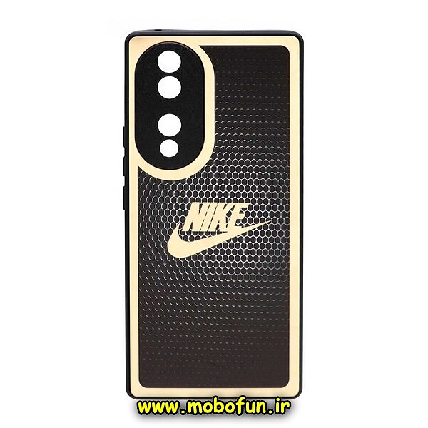 قاب گوشی Honor 70 آنر پشت گلس سرامیکی طلاکوب نایکی NIKE محافظ لنزدار کد 7