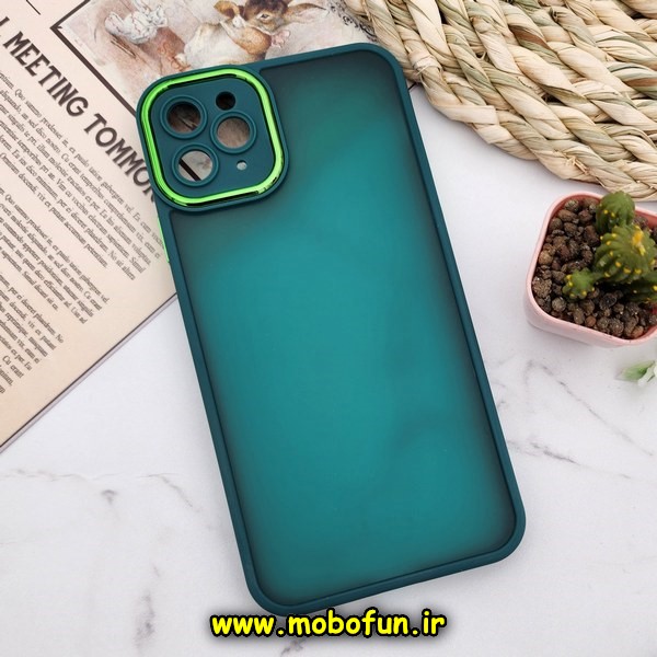 قاب گوشی iPhone 11 Pro Max آیفون پشت مات متال کیس دور سیلیکونی محافظ لنزدار سبز کد 516