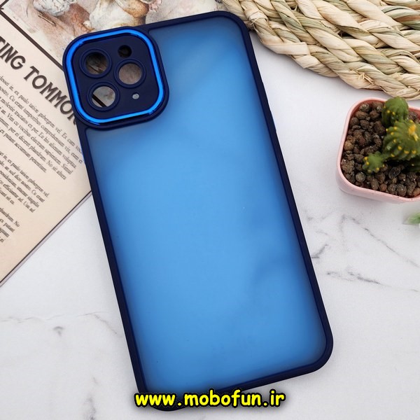 قاب گوشی iPhone 11 Pro Max آیفون پشت مات متال کیس دور سیلیکونی محافظ لنزدار سرمه ای کد 518