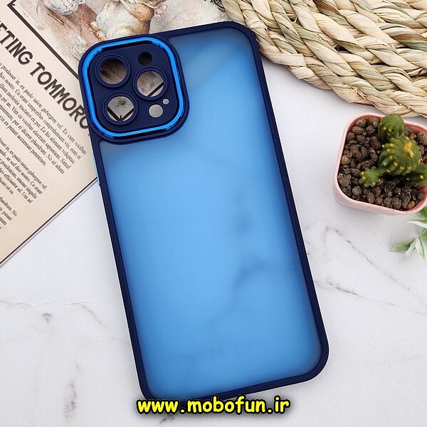 قاب گوشی iPhone 12 Pro Max آیفون پشت مات متال کیس دور سیلیکونی محافظ لنزدار سرمه ای کد 592