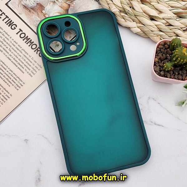 قاب گوشی iPhone 13 Pro Max آیفون پشت مات متال کیس دور سیلیکونی محافظ لنزدار سبز کد 492
