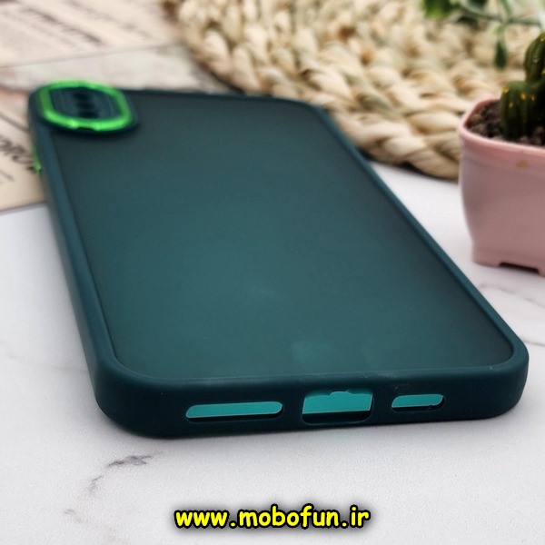 قاب گوشی iPhone X - iPhone XS آیفون پشت مات متال کیس دور سیلیکونی محافظ لنزدار سبز کد 477