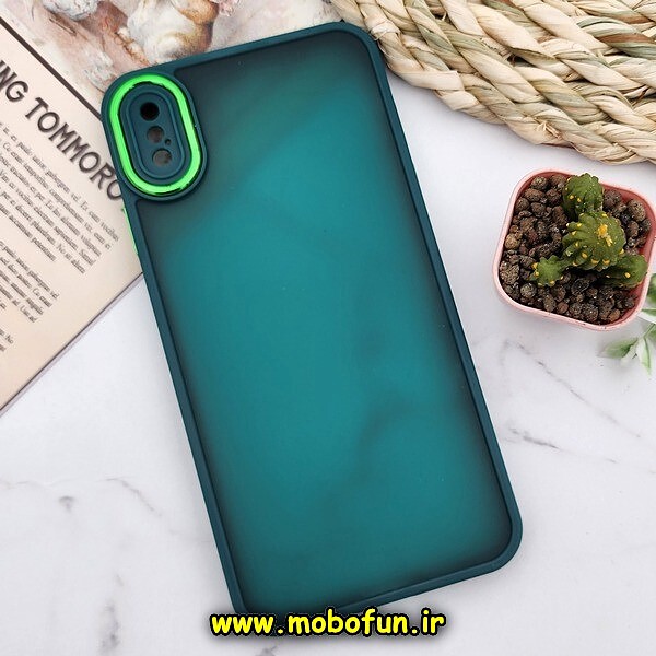 قاب گوشی iPhone X - iPhone XS آیفون پشت مات متال کیس دور سیلیکونی محافظ لنزدار سبز کد 477