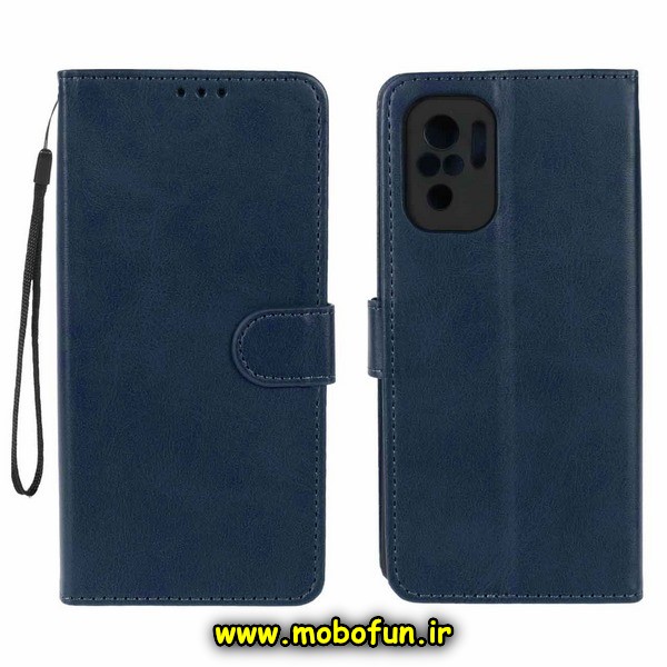 کیف گوشی Redmi Note 10 4G - Redmi Note 10S - Poco M5S شیائومی مگنتی طرح چرم کتابی محافظ لنزدار سرمه ای کد 452