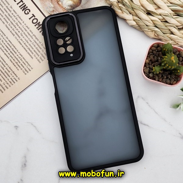 قاب گوشی Redmi Note 11 4G - Redmi Note 11S شیائومی پشت مات متال کیس دور سیلیکونی محافظ لنزدار مشکی کد 644