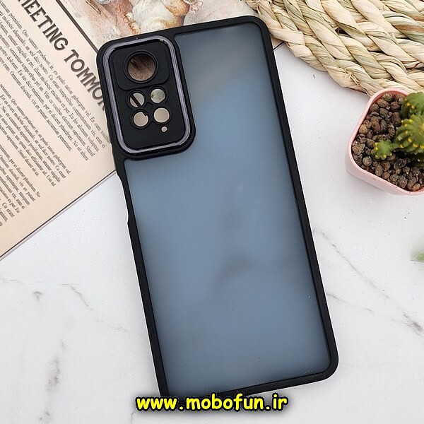 قاب گوشی Redmi Note 11 Pro 4G Global - Redmi Note 11 Pro 5G Global - Redmi Note 11E Pro 5G شیائومی پشت مات متال کیس دور سیلیکونی محافظ لنزدار مشکی کد 488