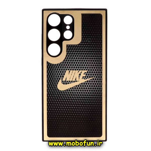 قاب گوشی Galaxy S23 Ultra سامسونگ پشت گلس سرامیکی طلاکوب نایکی NIKE محافظ لنزدار کد 65