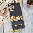 قاب گوشی Galaxy A32 4G سامسونگ طرح ژله ای مای کیس گلد لاین دور طلایی عروسکی سه بعدی محافظ لنز دار مشکی کد 807