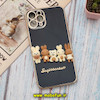 قاب گوشی iPhone 11 Pro آیفون طرح ژله ای مای کیس گلد لاین دور طلایی عروسکی سه بعدی محافظ لنز دار مشکی کد 383