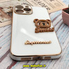 قاب گوشی iPhone 13 Pro Max آیفون طرح ژله ای مای کیس SWEET گلد لاین دور طلایی عروسکی سه بعدی محافظ لنز دار سفید کد 496