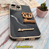 قاب گوشی iPhone 13 Pro Max آیفون طرح ژله ای مای کیس SWEET گلد لاین دور طلایی عروسکی سه بعدی محافظ لنز دار مشکی کد 497