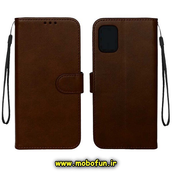 کیف گوشی Galaxy A51 سامسونگ مگنتی طرح چرم کتابی قهوه ای کد 784