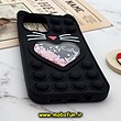 قاب گوشی iPhone 12 - iPhone 12 Pro آیفون سیلیکونی پاک کنی طرح گربه ای Lucky Cat آکواریومی پاپیت فیجت مشکی کد 763