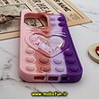 قاب گوشی iPhone 13 Pro آیفون سیلیکونی پاک کنی طرح گربه ای Lucky Cat آکواریومی پاپیت فیجت آبرنگی رنگین کمانی بنفش صورتی کد 364