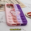 قاب گوشی iPhone 13 Pro Max آیفون سیلیکونی پاک کنی طرح گربه ای Lucky Cat آکواریومی پاپیت فیجت رنگین کمانی آبرنگی بنفش صورتی کد 498