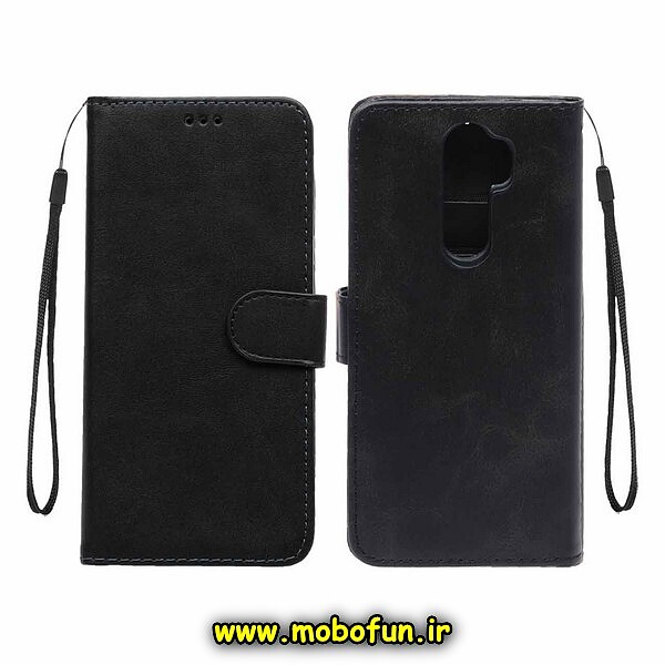 کیف گوشی Redmi Note 8 Pro شیائومی مگنتی طرح چرم کتابی مشکی کد 687