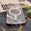 قاب گوشی iPhone 13 Pro آیفون طرح الکتروپلیتینگ مگ سیفی ژله ای شفاف اورجینال یونیک کیس Unique Case محافظ لنز دار گلسی رزگلد کد 369