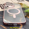 قاب گوشی iPhone 14 Pro Max آیفون طرح الکتروپلیتینگ مگ سیفی ژله ای شفاف اورجینال یونیک کیس Unique Case محافظ لنز دار گلسی رزگلد کد 179