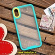 قاب گوشی iPhone X - iPhone XS آیفون اورجینال Pro Camera طرح پشت طلق شفاف دور سیلیکونی محافظ لنز دار سبزآبی کد 488