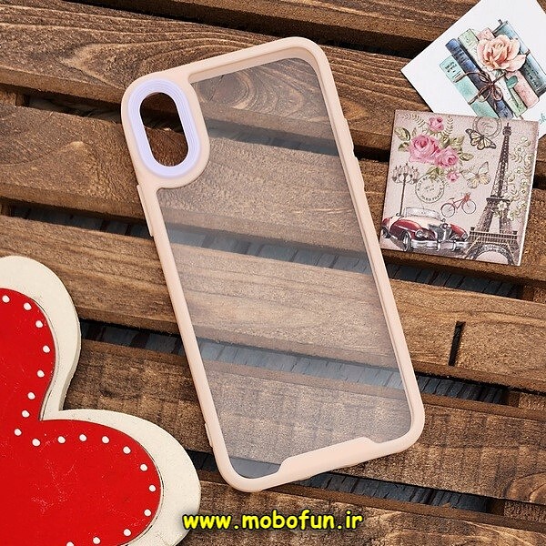قاب گوشی iPhone X - iPhone XS آیفون اورجینال Pro Camera طرح پشت طلق شفاف دور سیلیکونی محافظ لنز دار گلبهی کد 489