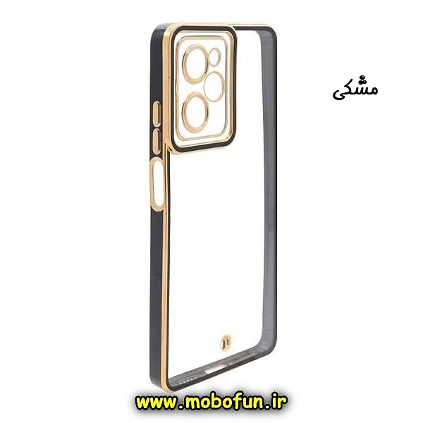 قاب گوشی Poco X5 Pro شیائومی طرح الکتروپلیتینگ ژله ای شفاف اورجینال یونیک کیس Unique Case محافظ لنز دار مشکی کد 28