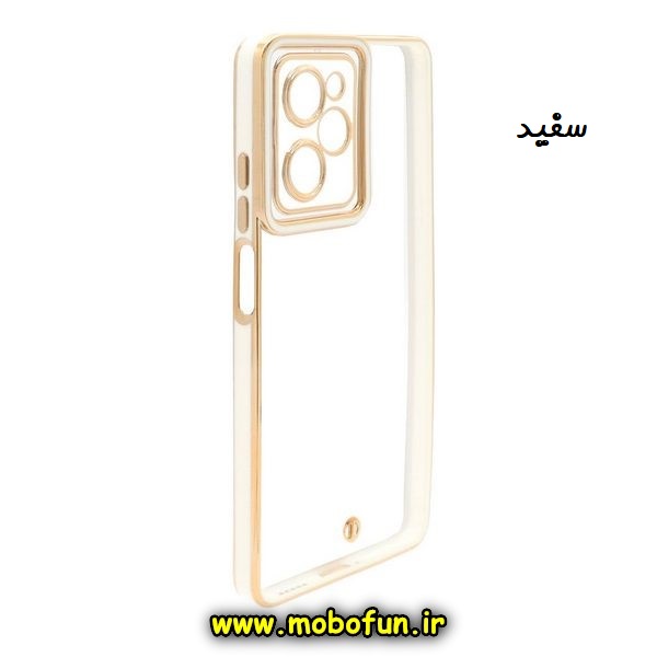 قاب گوشی Poco X5 Pro شیائومی طرح الکتروپلیتینگ ژله ای شفاف اورجینال یونیک کیس Unique Case محافظ لنز دار سفید کد 29