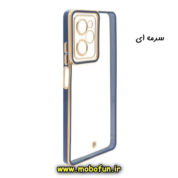 قاب گوشی Poco X5 Pro شیائومی طرح الکتروپلیتینگ ژله ای شفاف اورجینال یونیک کیس Unique Case محافظ لنز دار سرمه ای کد 30