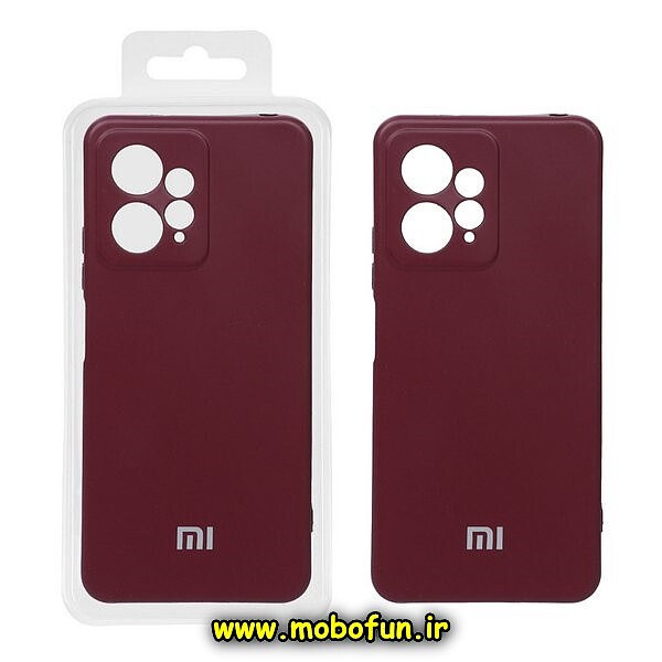 قاب گوشی Redmi Note 12 4G شیائومی سیلیکونی های کپی زیربسته محافظ لنز دار عنابی کد 5
