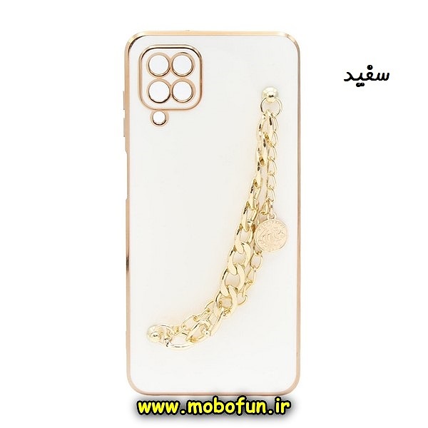قاب گوشی Galaxy A12 - Galaxy M12 سامسونگ طرح مای کیس گلد لاین لاکچری دستبندی کارتیر محافظ لنز دار سفید کد 1159
