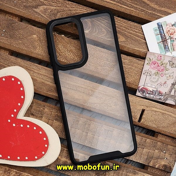 قاب گوشی Galaxy A33 5G سامسونگ اورجینال Pro Camera طرح پشت طلق شفاف دور سیلیکونی محافظ لنز دار مشکی کد 434