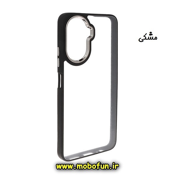 قاب گوشی Huawei Nova Y70 هوآوی اورجینال متال کیس Metal طرح پشت طلق شفاف دور سیلیکونی مشکی کد 27