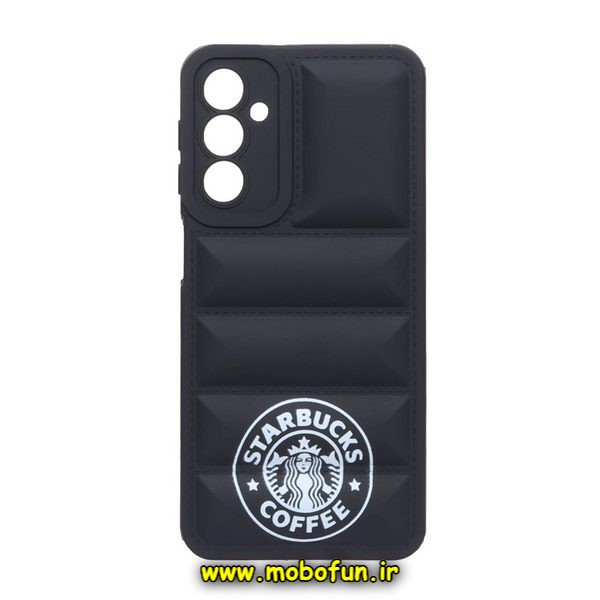 قاب گوشی Galaxy A24 4G سامسونگ سیلیکون ژله ای پافر PC زیر بسته محافظ لنز دار STARBUCKS COFFEE مشکی کد 17
