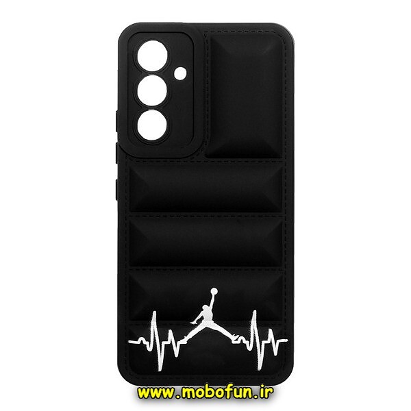 قاب گوشی Galaxy A54 5G سامسونگ سیلیکون ژله ای پافر PC زیر بسته محافظ لنز دار نایکی جردن مشکی کد 130