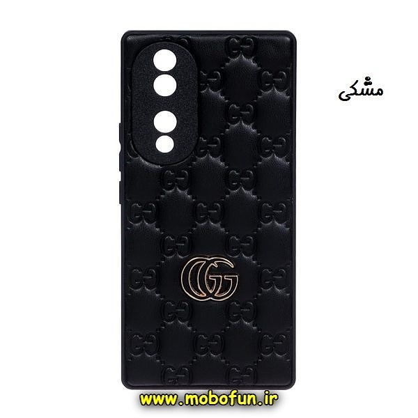 قاب گوشی Honor 70 5G آنر طرح دار پافر چرمی محافظ لنز دار گوچی GUCCI مشکی کد 13