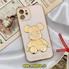 قاب گوشی iPhone 12 آیفون طرح ژله ای مای کیس خرس طلایی تدی برجسته POWER BEAR محافظ لنز دار گلبهی کد 769