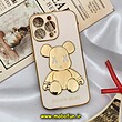 قاب گوشی iPhone 13 Pro آیفون طرح ژله ای مای کیس خرس طلایی تدی برجسته POWER BEAR محافظ لنز دار گلبهی کد 373