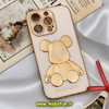 قاب گوشی iPhone 14 Pro آیفون طرح ژله ای مای کیس خرس طلایی تدی برجسته POWER BEAR محافظ لنز دار گلبهی کد 146