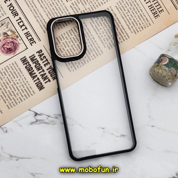 قاب گوشی Redmi Note 10 4G - Redmi Note 10S - Poco M5S شیائومی شیائومی اورجینال متال کیس Metal طرح پشت طلق شفاف دور سیلیکونی مشکی کد 475
