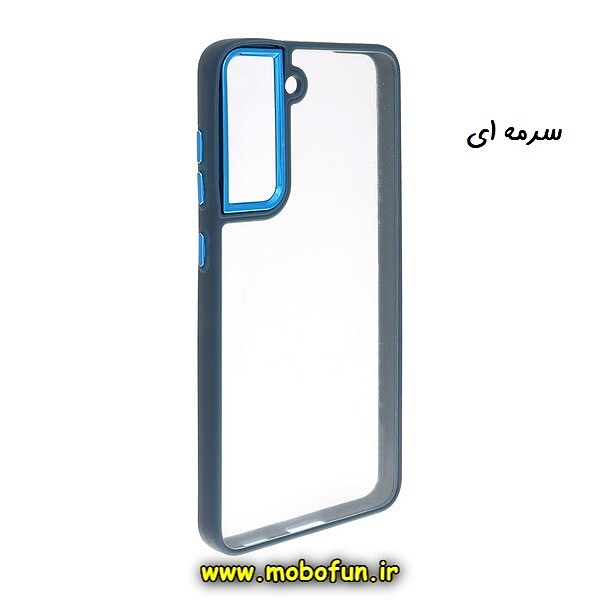 قاب گوشی Galaxy S21 FE سامسونگ اورجینال متال کیس Metal طرح پشت طلق شفاف دور سیلیکونی سرمه ای کد 399