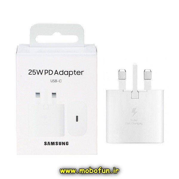 شارژر اصلی گوشی Galaxy S23 سامسونگ تک پورت 25 وات سامسونگ Type-C سه پین سوپر فست شارژ مدل EP-TA800 رنگ سفید (گارانتی 3 ماهه)