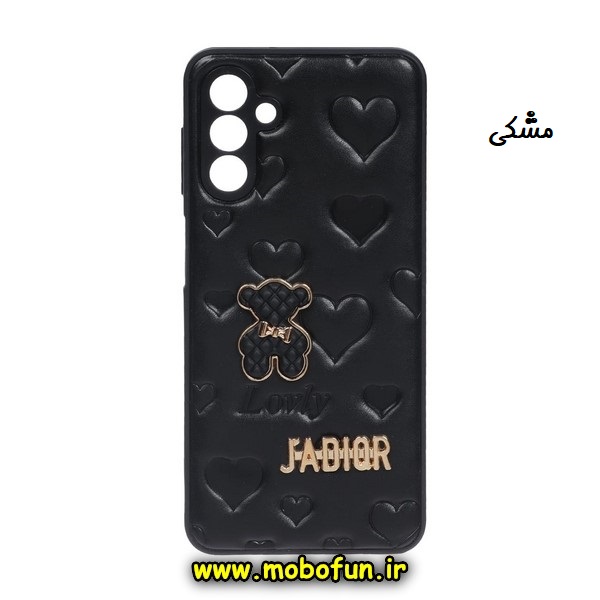 قاب گوشی Galaxy A04S سامسونگ طرح دار پافر چرمی محافظ لنز دار خرسی تدی JADIOR مشکی کد 167