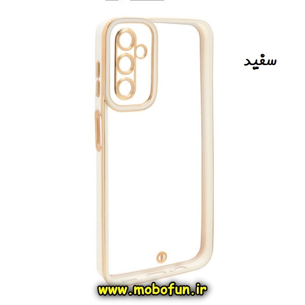قاب گوشی Galaxy A14 4G - Galaxy A14 5G سامسونگ طرح الکتروپلیتینگ ژله ای شفاف اورجینال محافظ لنز دار سفید کد 135