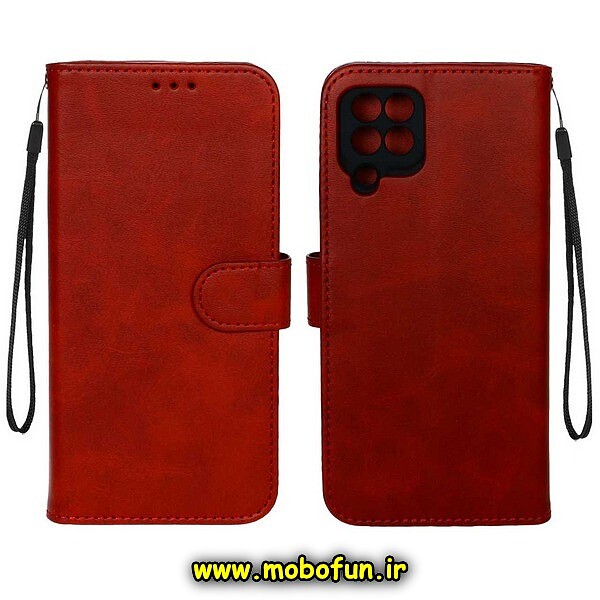 کیف گوشی Galaxy A22 4G - Galaxy M32 4G سامسونگ مگنتی طرح چرم کتابی محافظ لنزدار قرمز کد 651
