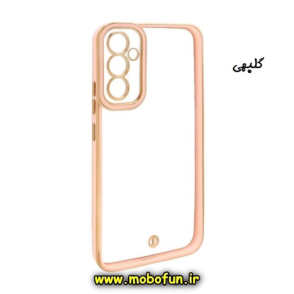 قاب گوشی Galaxy A34 5G سامسونگ طرح الکتروپلیتینگ ژله ای شفاف اورجینال محافظ لنز دار گلبهی کد 95