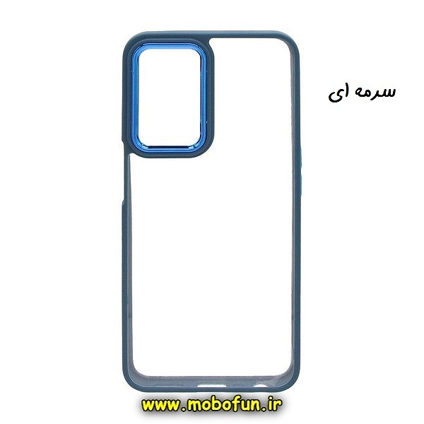 قاب گوشی Galaxy A14 4G - Galaxy A14 5G سامسونگ اورجینال متال کیس Metal طرح پشت طلق شفاف دور سیلیکونی سرمه ای کد 146