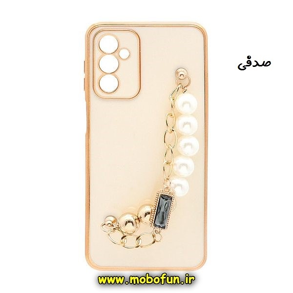 قاب گوشی Galaxy A14 4G - Galaxy A14 5G سامسونگ طرح مای کیس گلد لاین لاکچری دستبندی کارتیر مرواریدی محافظ لنز دار صدفی کد 152