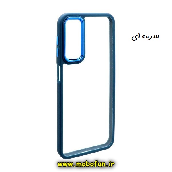 قاب گوشی Galaxy A24 4G سامسونگ اورجینال متال کیس Metal طرح پشت طلق شفاف دور سیلیکونی سرمه ای کد E39-171307