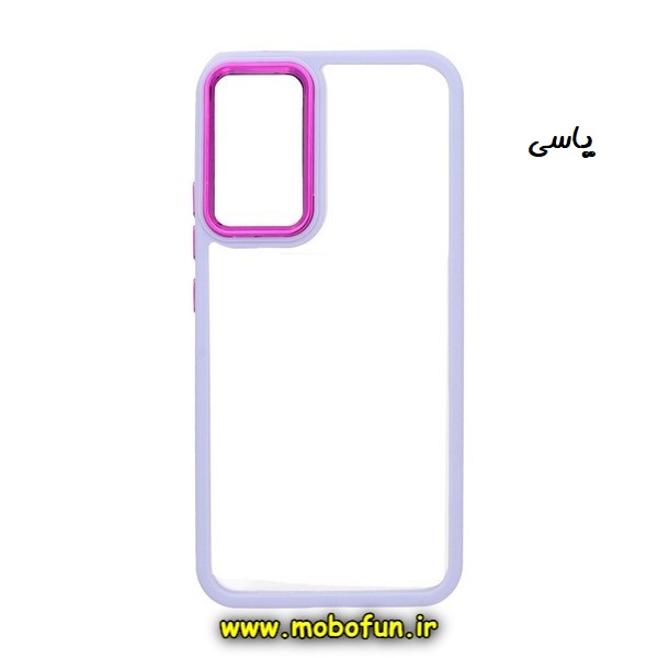 قاب گوشی Galaxy A34 5G سامسونگ اورجینال متال کیس Metal طرح پشت طلق شفاف دور سیلیکونی یاسی کد 101