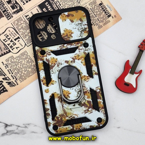 قاب گوشی iPhone 12 Pro آیفون طرح ضد ضربه بتمن چریکی ارتشی هولدر دار محافظ لنز دار کشویی پنجره ای کد E24-176454